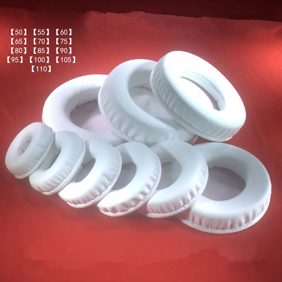 Almohadillas blandas de PU para auriculares, almohadillas para AKG, Sennheiser, Audio-Technica, color blanco y negro, 50MM-110MM, Almohadillas para oreja de espuma, 60mm, 70mm