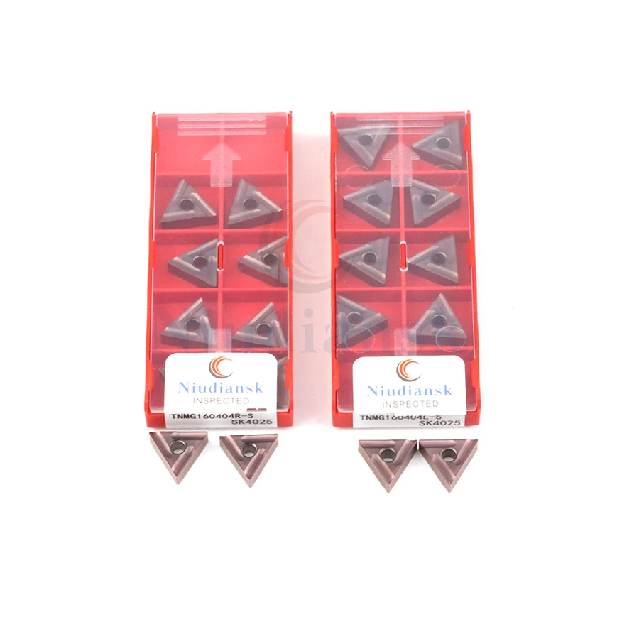10Pcs TNMG160404R-S SK3025 TNMG160408R-S SK4025 Segitiga Slotting Mesin Kasar Pisau Baja Stainless Steel Sisipan Khusus