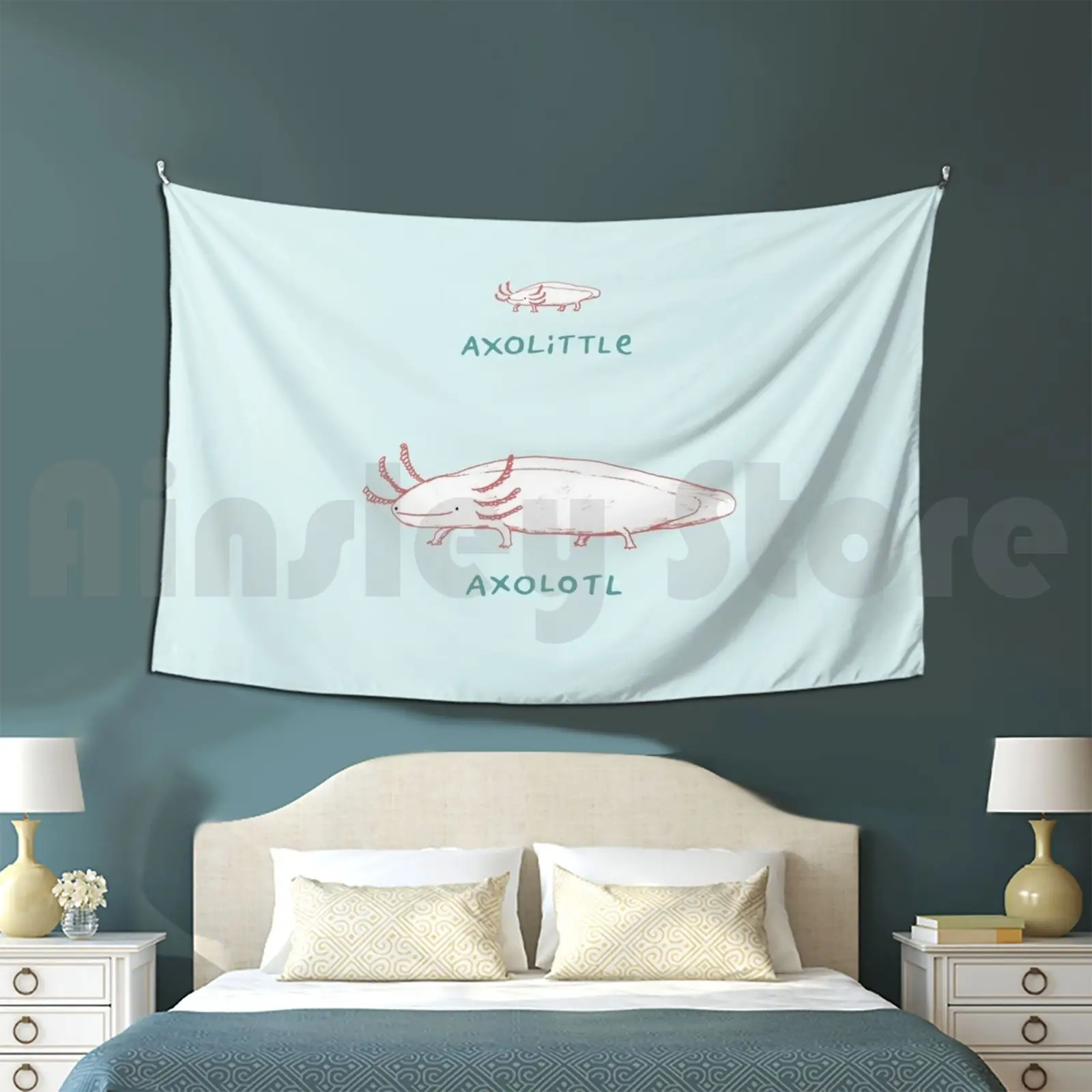 Axolittle Axolotl Customized Tapestry Axolittle Axie Funny Floating Axolotl Love Cute Sweet Adorable