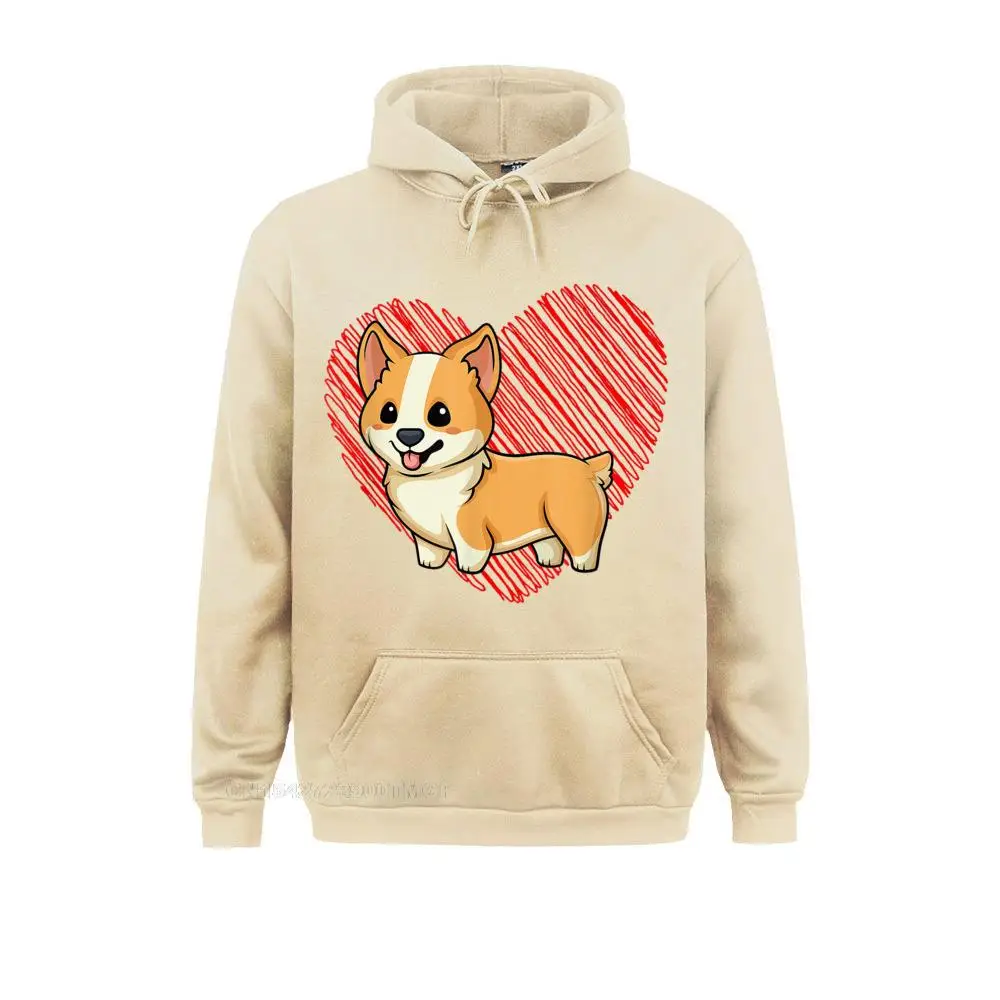 Funny Men Sweatshirts Long Sleeve Camisas Sweater Hoodies Hoods Baby Corgi With Heart Dog Love-R Dad Mom Boy Girl Funny T-Shirt