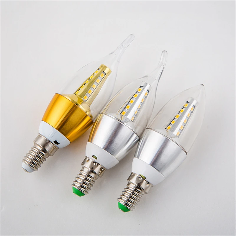 

Golden Silver 7w 9w E14 LED Candle Light Aluminum Shell E14 LED Bulb 220V 2835 SMD Led Lamp Cool/Warm White LED light Lampara