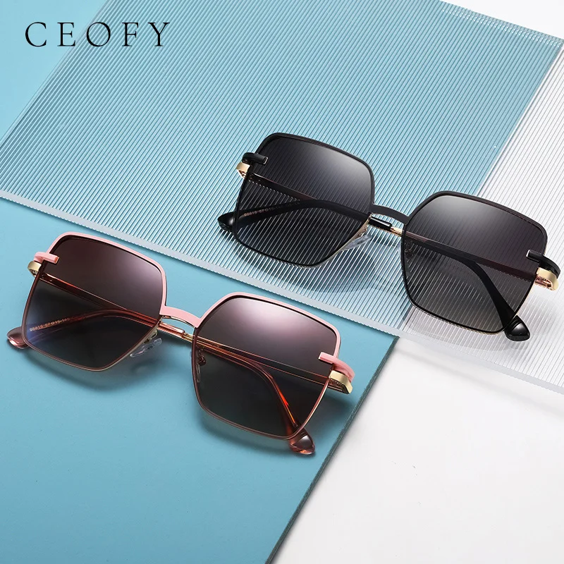 Ceofy Women Glasses Frame Clip On Optical Vintage Polarized Sunglasses Big Face Magnetism Stylish Fashion Women Eyewear 95815