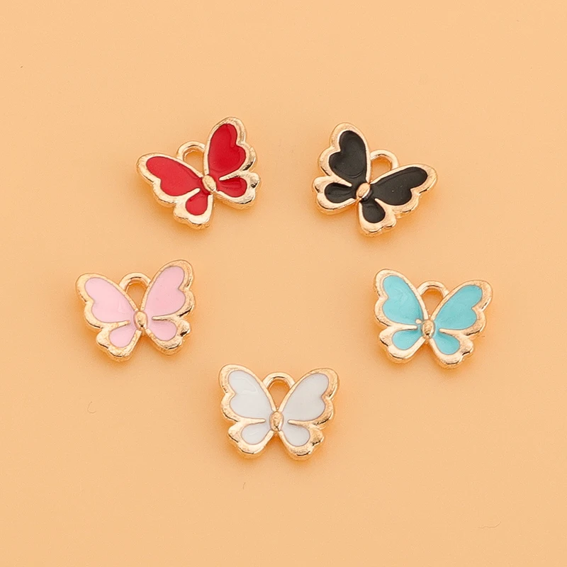 

10Pcs Multicolor Enamel Butterfly Charm Animal Pendant For DIY Jewelry Making Earrings Necklace Bracelet Crafting Accessories