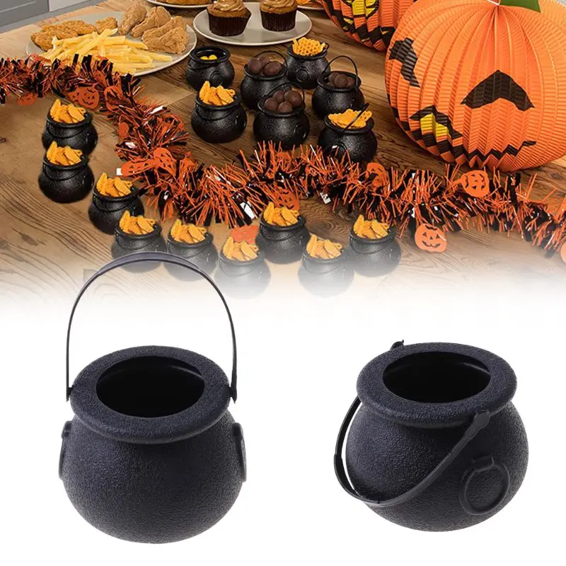 

2021 New 20 pcs Mini Candy Kettles Witch Skeleton Cauldron Holder Pot with Handle for Halloween, Easter, Patrick's Day Party