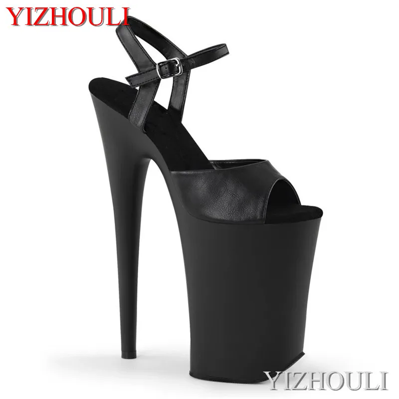 

Sexy stiletto 23 cm high classic matte black gladiator sandals, 9 inches over pole dancing party sandals