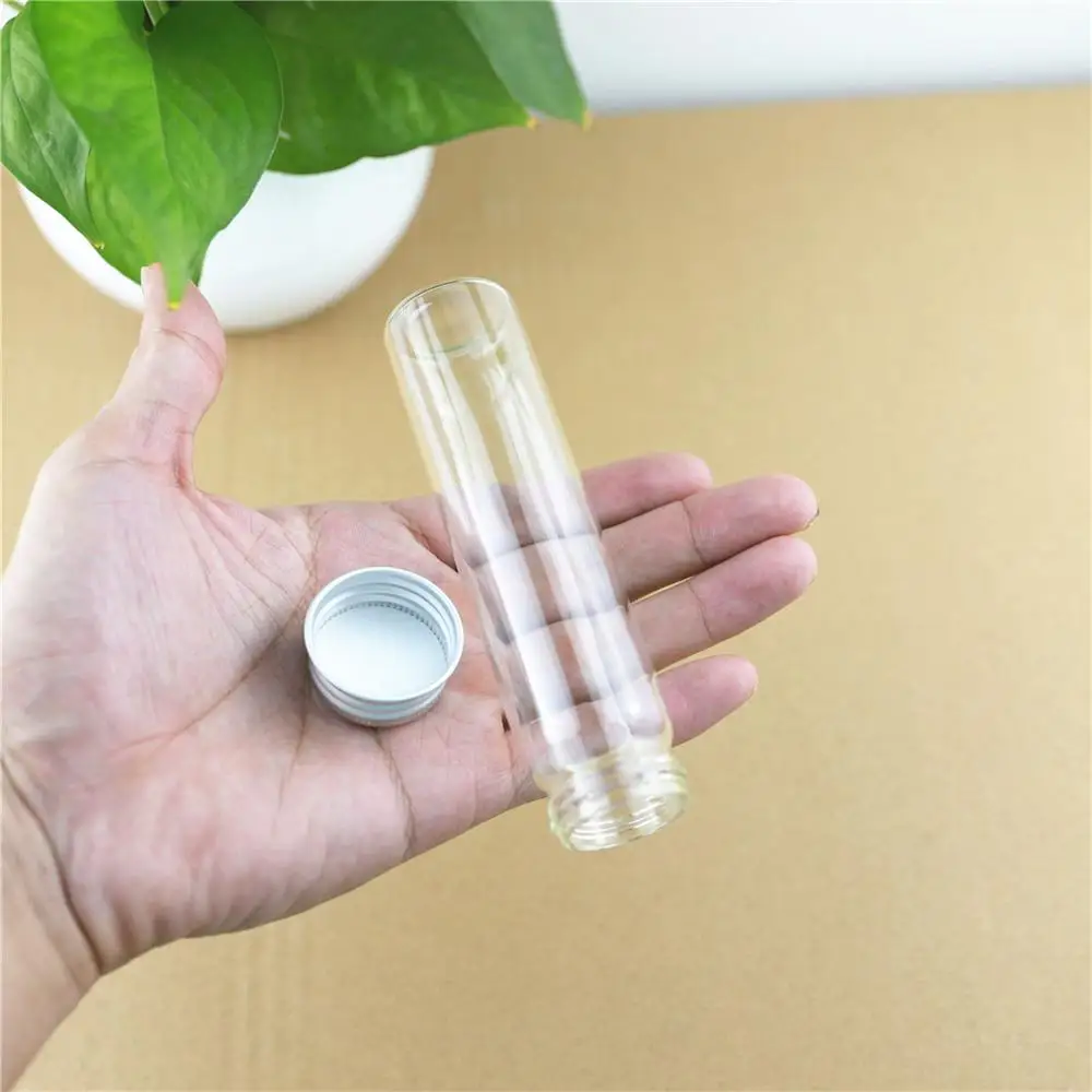 

24pcs/lot 30*120mm 60ml Mini Glass Bottles Aluminum CapsGlass Jars Vials Transparent Glass Containers Cute Small Bottles