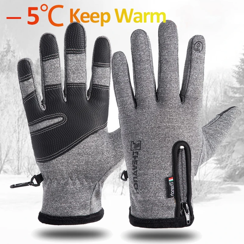 Cold-proof Ski Gloves Waterproof Winter Gloves Cycling Fluff Warm Gloves For Touchscreen Cold Weather Windproof Anti Slip
