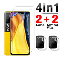 4in1 tempered glass for xiaomi poco m3 pro x3 m 3 f3 poko x3pro nfc little f 3 pocom3 pocox3 screen camera lens protectors film