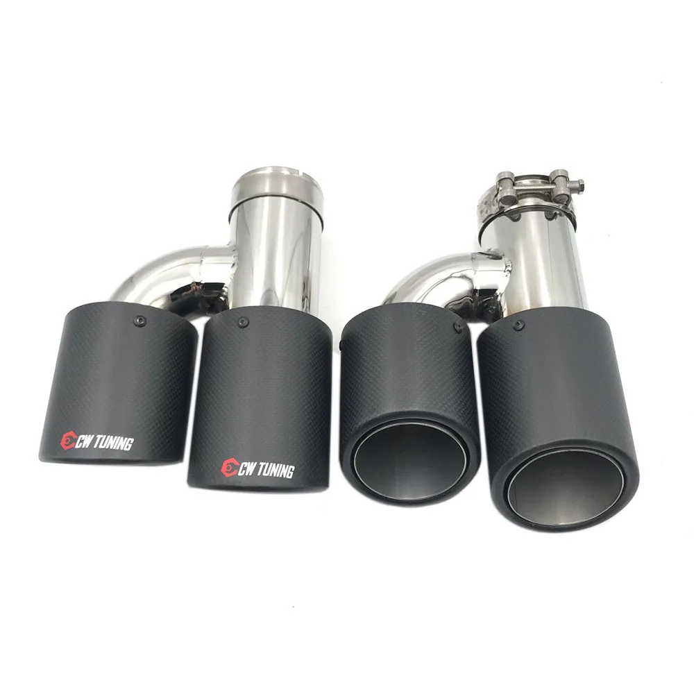 Hot Sale H Style Inlet 63mm Outlet 89mm Carbon Fiber Exhaust Tip Matt Black Color Exhaust Pipe Muffler For Ak 2PCS Left Right