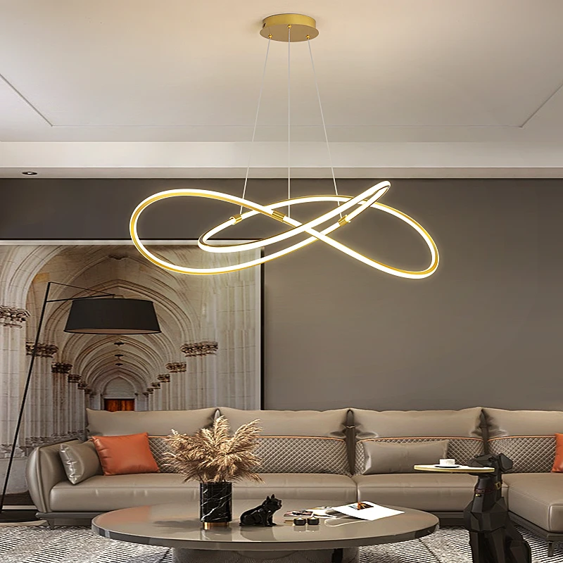 Modern Led Chandelier Lighting Gold Alluminum Silicon Pendant Hanging Lampfor Living Room Dining Table  In Bedroom Kitchen Loft