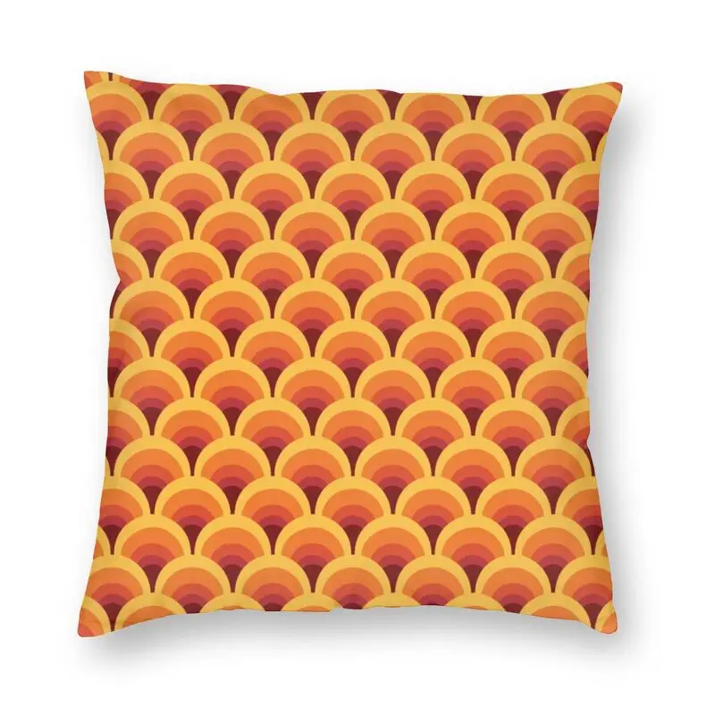 Orange Wave Gradient Retro Pattern Cushion Cover Abstract Geometric Throw Pillow Case for Sofa Pillowcase Home Decoration