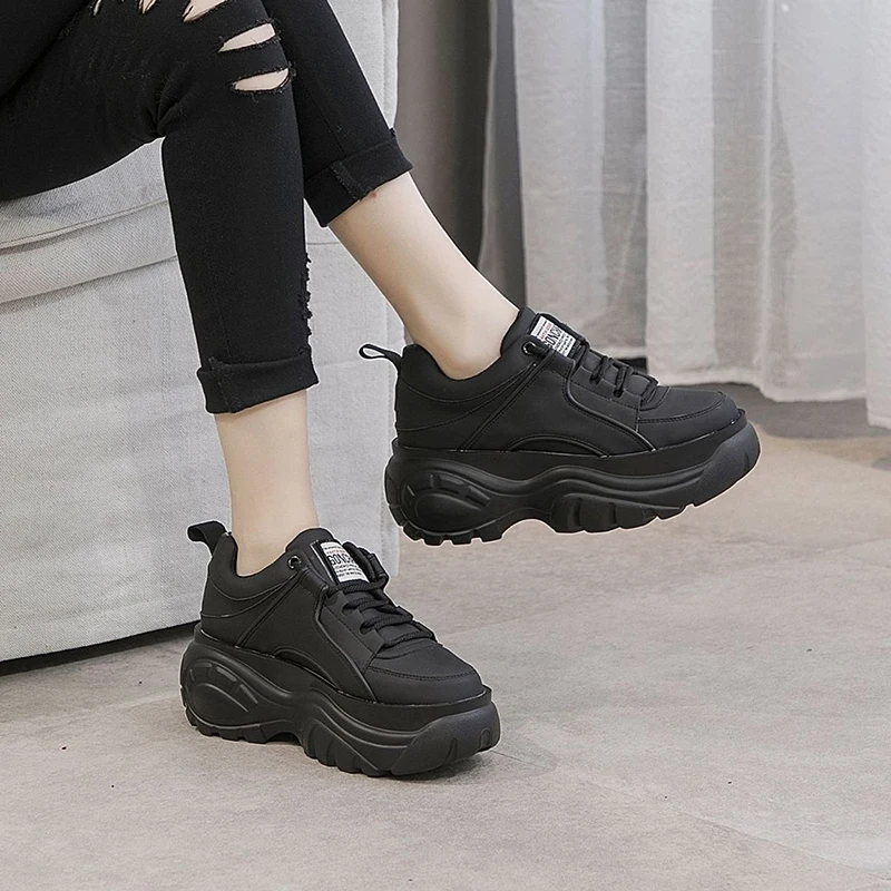 Woman Shoes High Platform Sneakers 2021 Spring Female Shoes Casual Black/White Sneakers For Women Breathable Woman Chunky Shoe