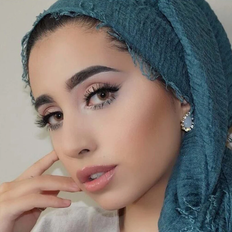 2021 muslimischen Mode Frauen Crinkle Hijab Schal Weiche Feste Kopf Schals Turban Schals und Wraps Hijab femme musulman kopftuch