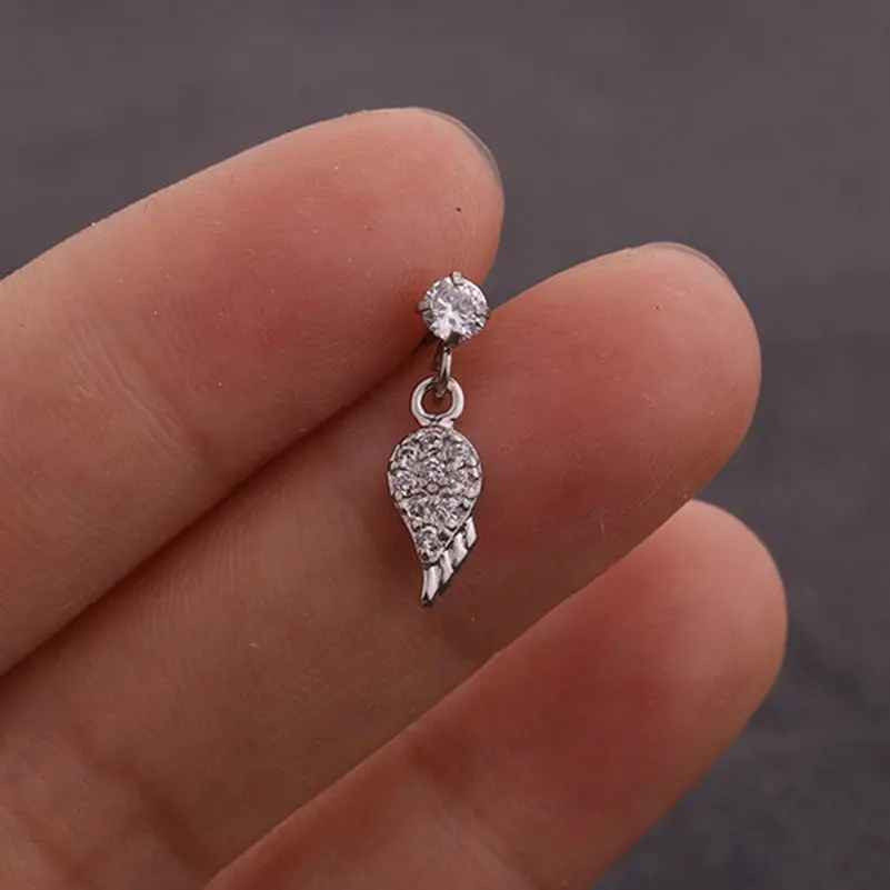 1PC CZ Cross Heart Flower Pendant Dangle Cartilage Earring Helix Tragus Rook Lobe Ear Piercing Jewelry