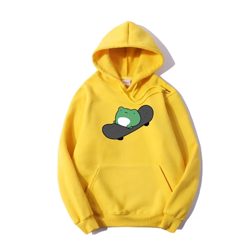ฤดูหนาวสเก็ตบอร์ดกบขนาดใหญ่เสื้อกันหนาวผู้ชายและผู้หญิง Hoodies Harajuku Warm Pullover Harajuku Plus ขนาดผู้หญิงด้านบน