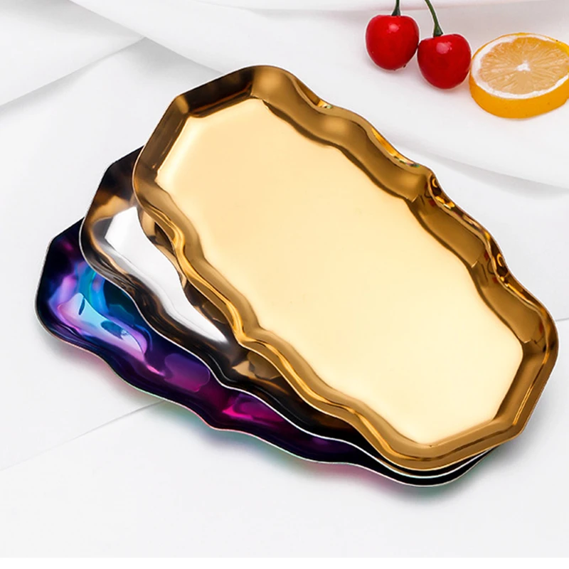 Metal Wave shape Jewelry Display Plate Necklace Ring Earrings Display Tray Jewelry Holder Organizer Decoration  DIY Snack Tray