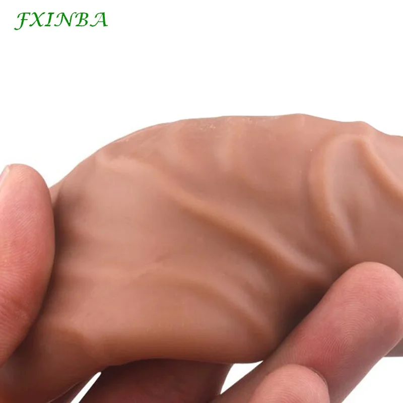 FXINBA 16cm Realistic Penis Sleeve Extender Cock Sleeve Extended Dick Enlargement Delay Ejaculation Reusable Condom Men Sex Toys