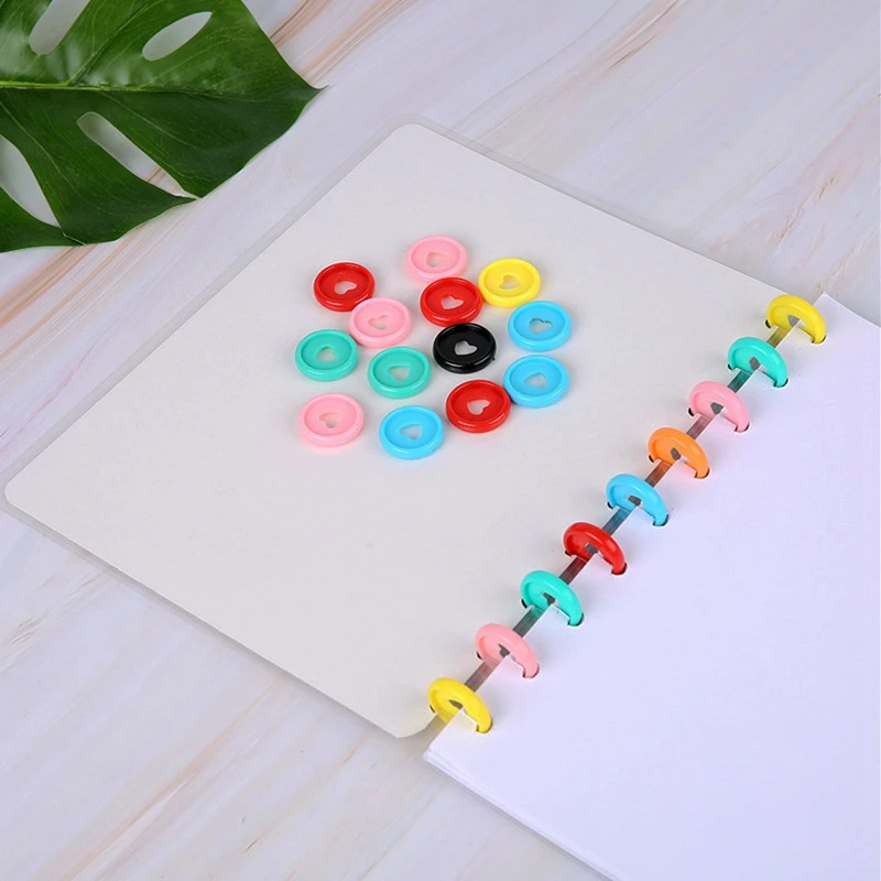 50/100 Pcs Heart Binding Rings Loose Leaf Binder Discs for Notebook 24mm Diy Happy Planner Disc Mushroom Binders Office Supplies