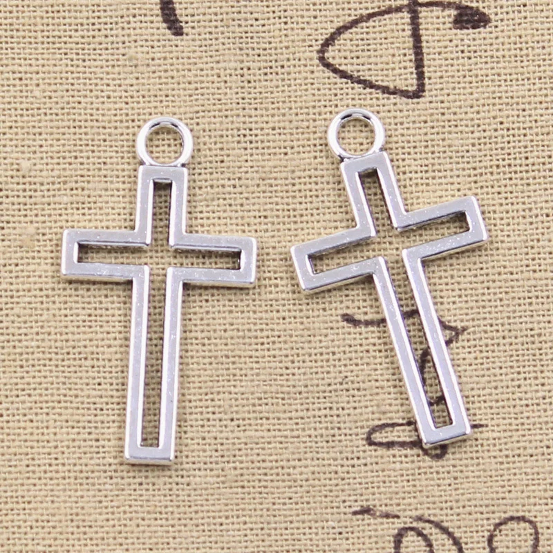 

15pcs Charms Hollow Cross 38x21mm Antique Silver Color Pendants DIY Crafts Making Findings Handmade Tibetan Jewelry