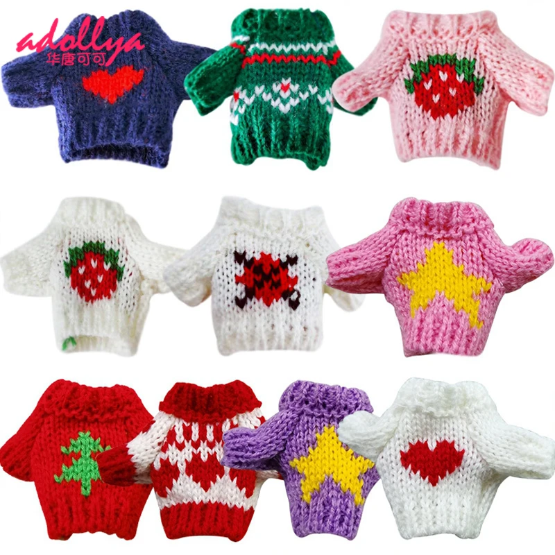 Adollya BJD Doll Accessories Sweater Clothes for Doll 16cm White Red Green Christmas Style Clothes Suitable for 1/12 Dolls