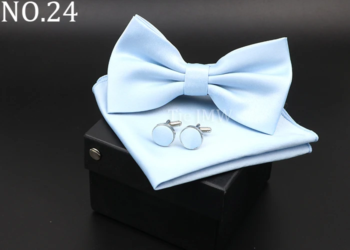 Herren Klassische Helle Farbe Bowtie Set Grün Rosa Blau Rot Fliege Manschettenknöpfe Hochzeit Krawatten Taschentuch Party Geschenk Krawatte Hemd zubehör – Detail 24