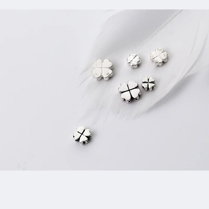 1PC 925 Sterling Silver Loose Beads Clover Shape Charm Spacer Beads DIY  Bracelet Necklace Making Fine Jewelry Accessories