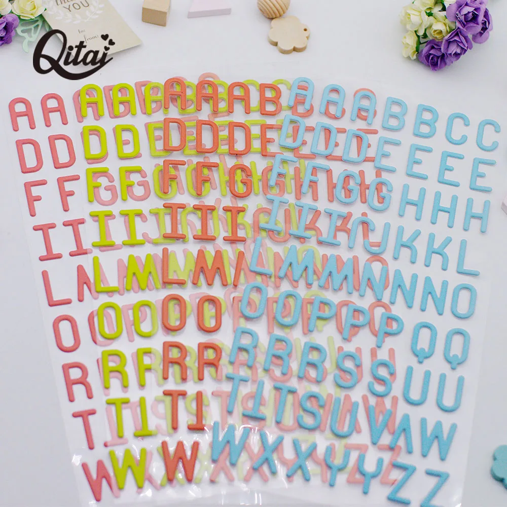 Alphabet Letters QITAI 4 Sheets 24Cm*12Cm Scrapbooking Creative Stickers A-Z Living Room Home Decor Handmade For Children PS001