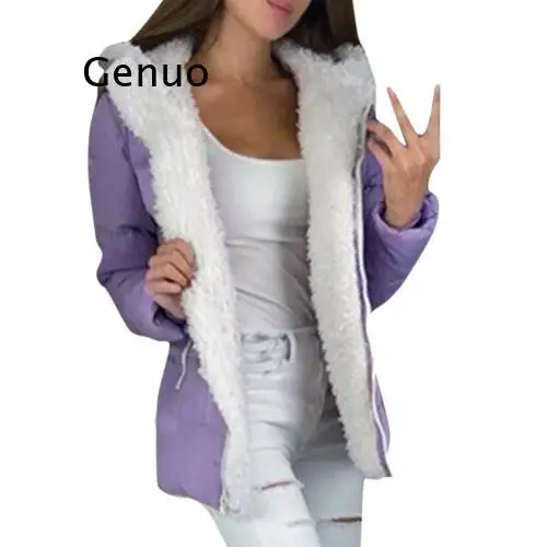

Women Autumn Winter Cotton Solid Color Zipper Hooded Jacket Autumn Thin Warm Cotton Coat Warm Keeping jacket winter jacket women