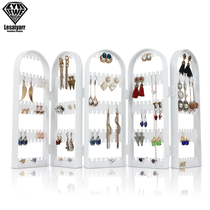 Foldable Acrylic Jewelry Display Holds Up Earrings Ear Stud Holder Transparent Jewelry Organizer Earring Showcase Stand Box