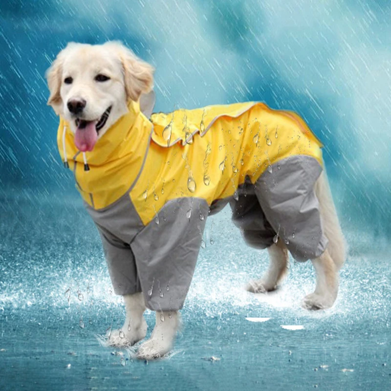 

Large Dog Raincoat Waterproof big Dog Clothes Coat hoodie Rain Jacket Reflective Small Medium big dog poncho All inclusive