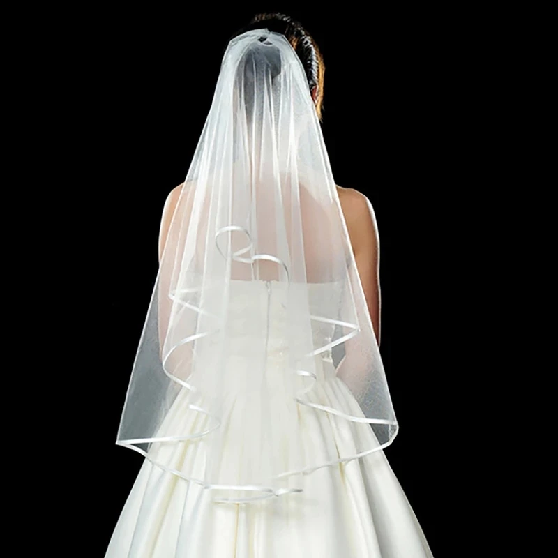 Short Tulle Wedding Veils Cheap White Bridal Veil for Bride Mariage Accessories