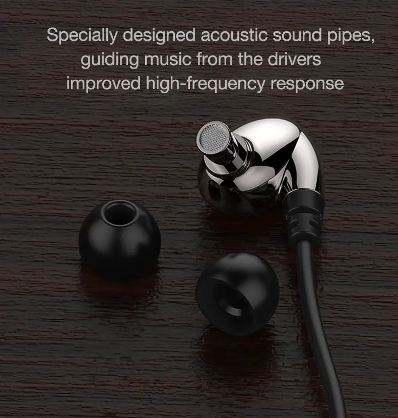 Studio Earphone Dual Phase Drivers Headphones In-ear Audiophile Headset Hi-Res and High-Fidelity Stereo with Ergonomic Titanium