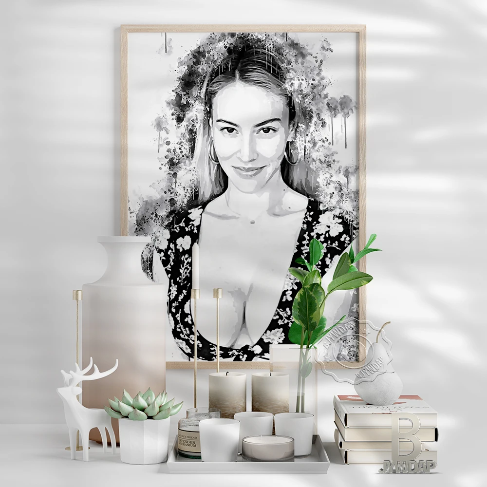 Bryana Holly Black White Poster, Actor Elegant Sexy Cool Girl Art Prints, Nordic Style Watercolour Figure Painting Wall Decor