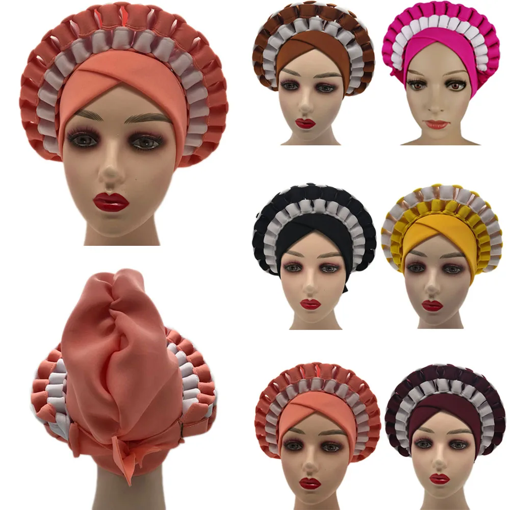 

Африканская шапка s с камнями Aso Oke Hijab Gele головной убор уже изготовленный тюрбан головная повязка женская шапка Автоматическая головная повязка Aso Oke Gele головной убор