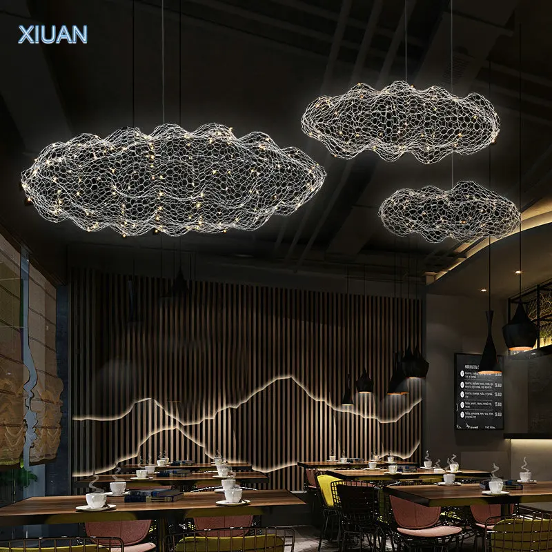 Modern Floating Cloud Lamp Hotel Restaurant Pendant Lights for Office Bar Lighting Art Design Suspended Light LED Luminaire