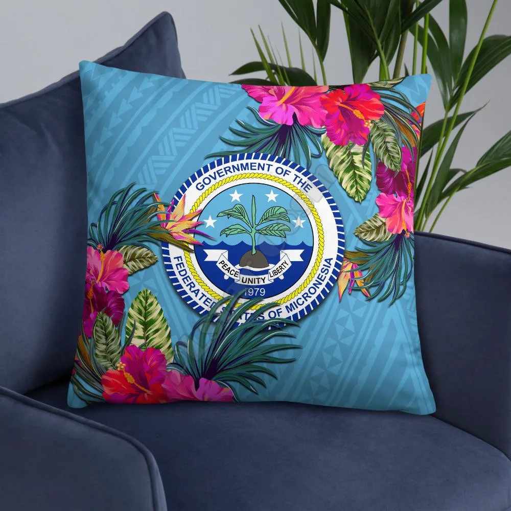 

Federated States Of Micronesia Pillow Hibiscus Surround Patterns Pillowcases Throw Pillow Cover Home Decoration