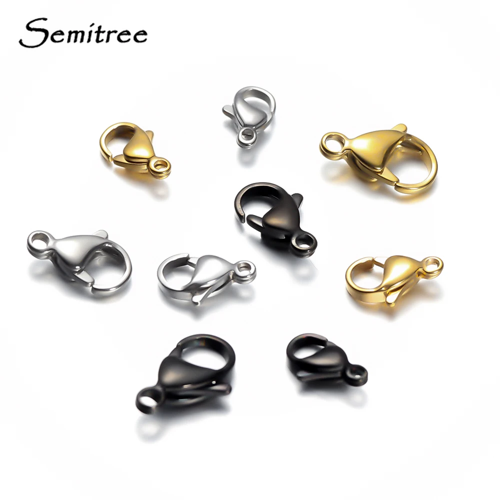 25Pcs Stainless Steel Gold Black Lobster Clasps Jewelry Findings DIY Necklace Bracelet Making Accessories 9/10/11/12/13/15MM