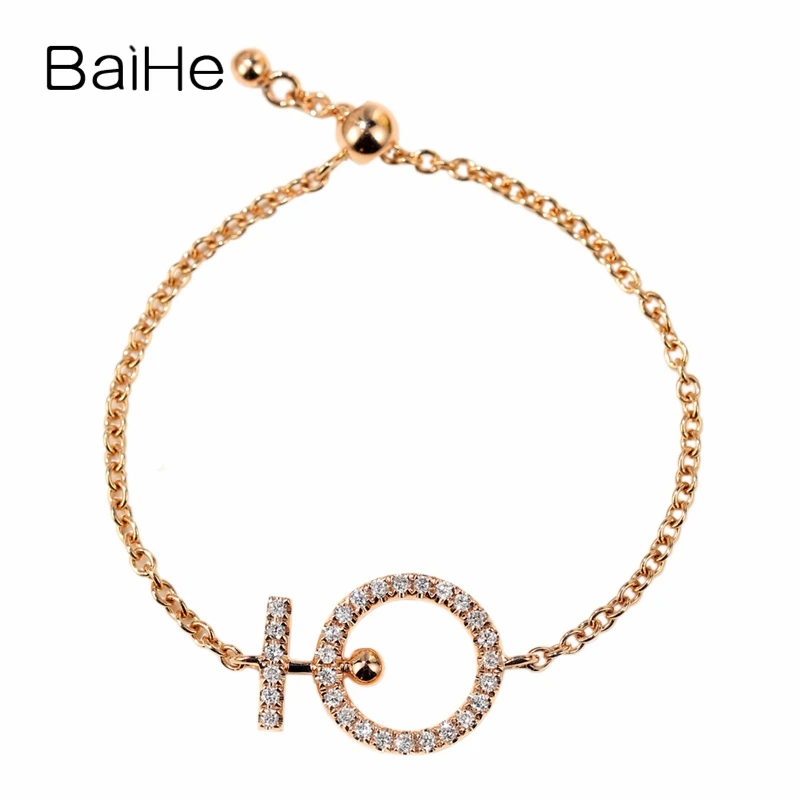 

BAIHE Solid 14K Rose Gold H/SI Natural Diamond Ring Women Engagement Fine Jewelry Making Trendy Anillo diamantes bague diamant