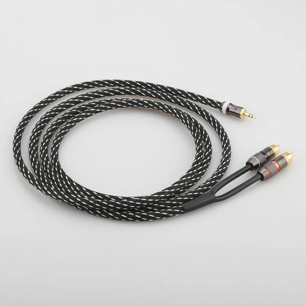 Audiocrast 3.5mm to RCA Cable 2-Male RCA to AUX Cable 99.99% 4N-OFC 1/8 to RCA Stereo Cable Audiophiles Headphone RCA Cable