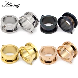 Alisouy 2pc DIY Pendant Dangle Stainless Steel pulley Ear Plugs Screw Tunnels Stretchers Body Piercing Jewelry Earrings Expander