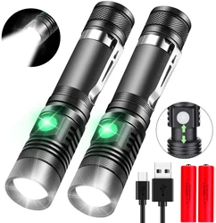 Liga de alumínio poderosa lanterna LED, tocha portátil, USB recarregável, Outdoor Camping Flash Light