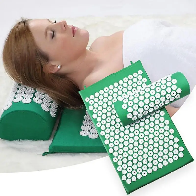 Yoga Mat Massage Cushion Acupuncture Sets Relieve Stress Back Pain Acupressure Mat Pillow Massage Rose Spike Massage Relaxation