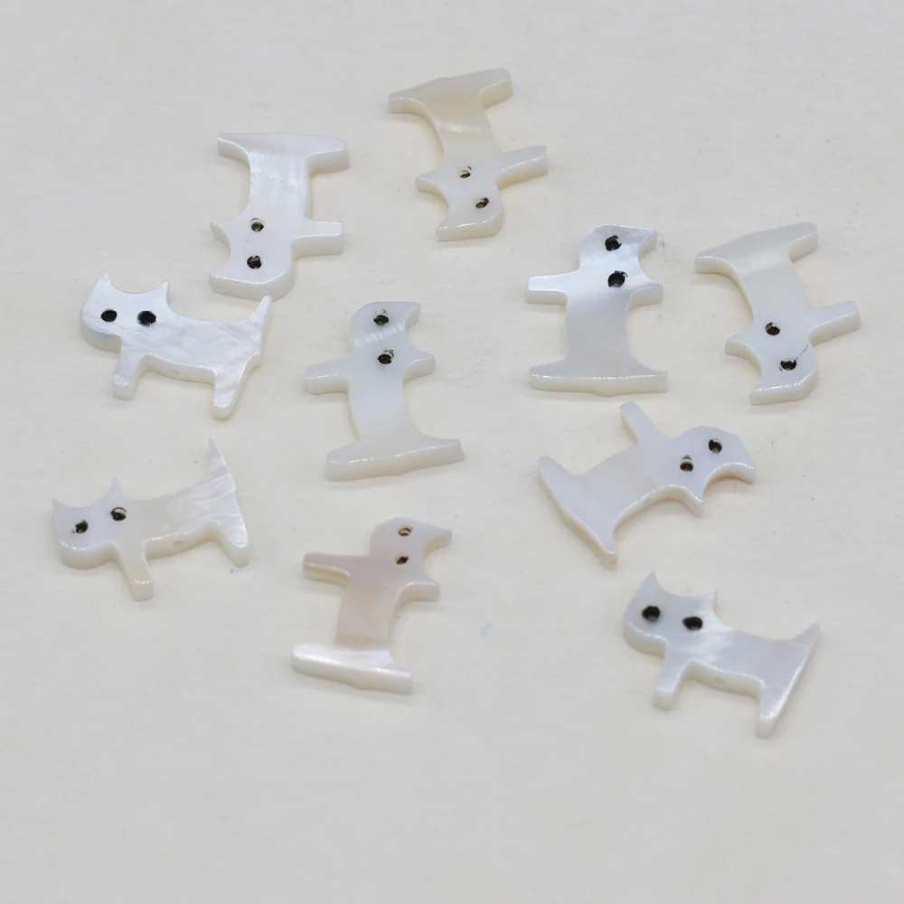 10pcs White Shell Cute Cat Beads Natural Mother of Pearl Shell Charms Beads for Jewelry Making DIY Bracelet Necklace Craft Decor