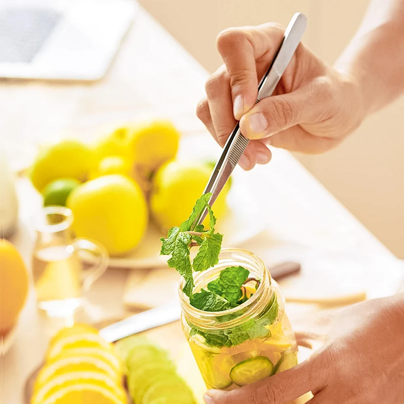 

14/16/18/20/25/30cm Kitchen Cooking Medical Tweezers Stainless Steel Kitchen Seafood & bar Tweezer Food Tongs Tool Bar Accessory