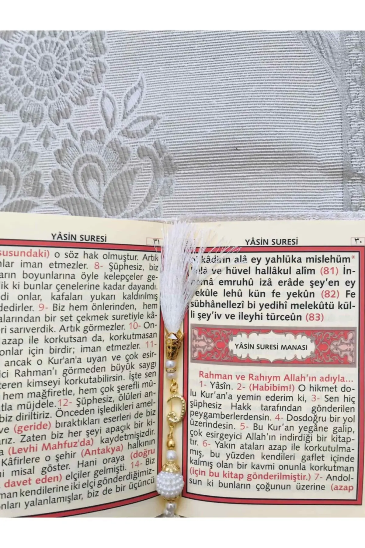 Seccade Seti Prayer Rug Set 3Pcs Muslim Set Arabic Islamic Items Mevlüt Umrah Gift Sijadat Rug | Yasini Şerif | 99 Beads Rosary