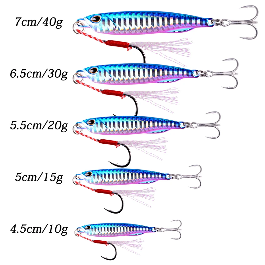 6PC Lures Slim Metal Casting Jig 10G 15G 20G 30G 40G Shore Drag Long Cast Jigging Spoon Sea Fishing Lure Artificial Bait Tackle