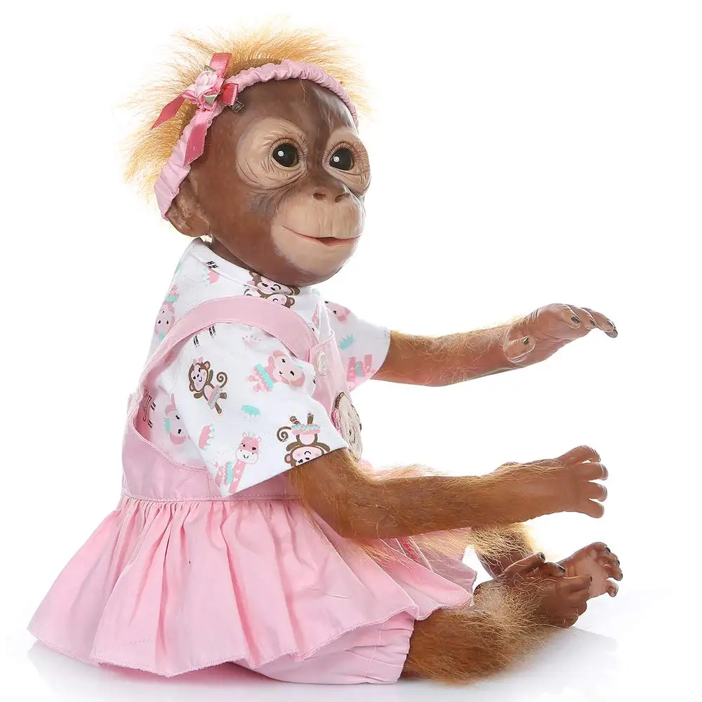 Realistic Reborn Doll 20 Inch 52 Cm Silicone Vinyl Smart Little Monkey Soft Cloth Body Toy Anatomically Correct Kids Gift