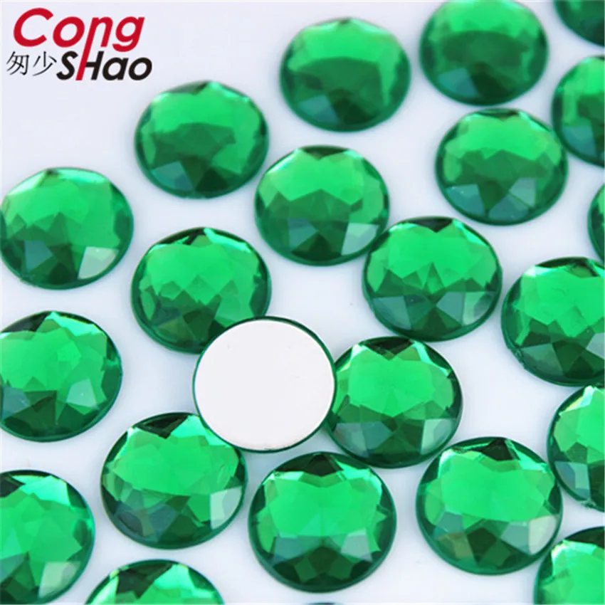 Cong Shao 50pcs 16mm Colorful Round Acrylic Rhinestone Trim Flatback Stones And Crystals DIY Wedding Dress Accessories ZZ672