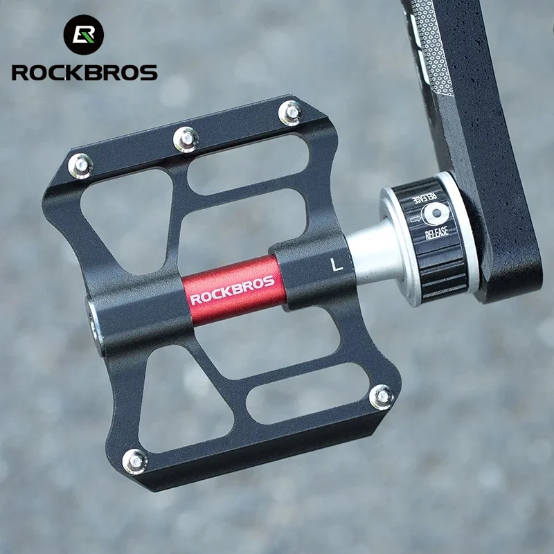 ROCKBROS Bicycle Pedales Mtb Quick Release CNC Rainproof Seal Bearing 8.2cm Widened Non-slip Chrome Molybdenum Bike Road Pedal