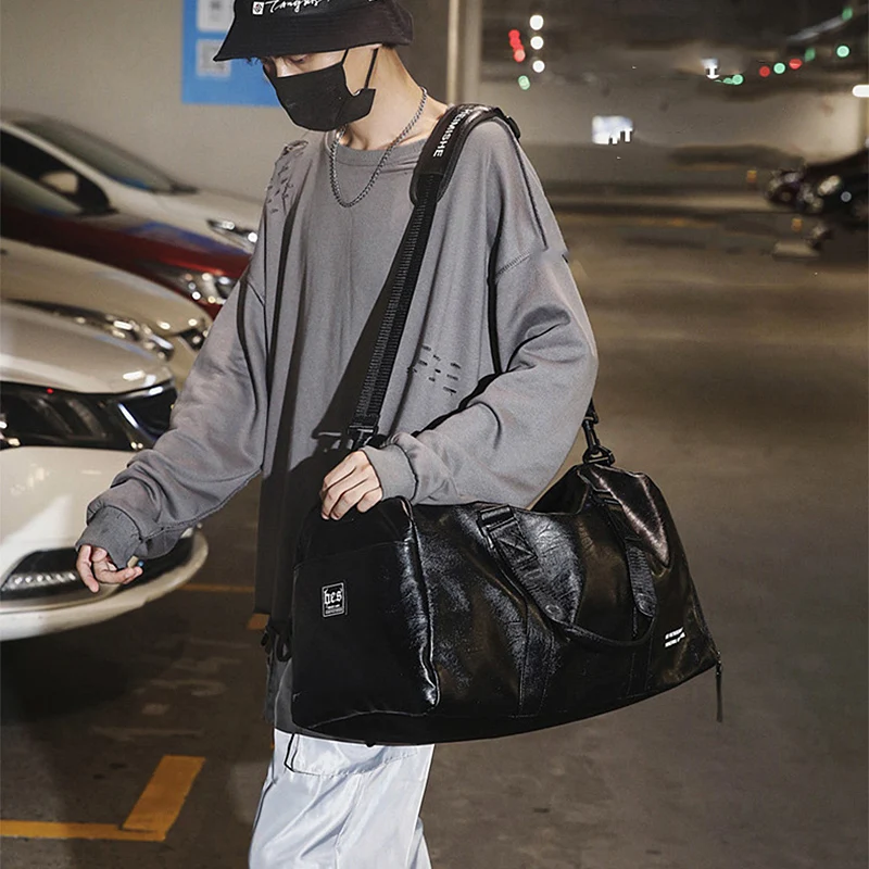 Sac à main de voyage en cuir PU pour hommes et femmes, grand et petit, de week-end, de Fitness, sec et humide, de sport, d\'extérieur